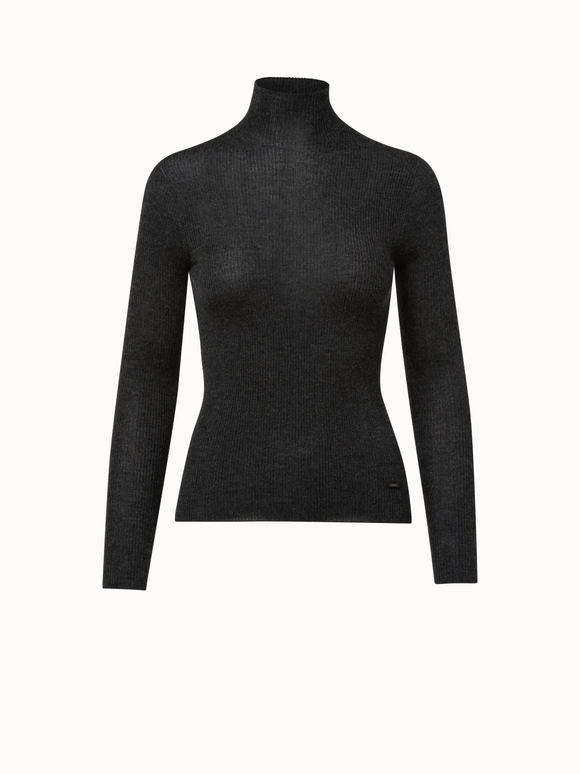 Cashmere Silk Fine Rib Mockneck