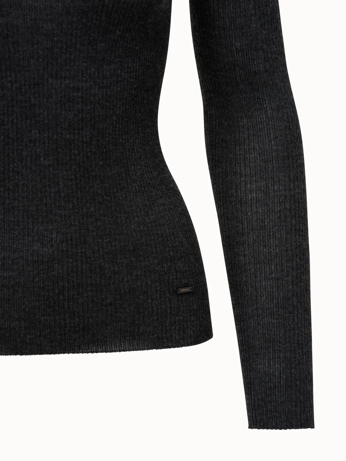 Cashmere Silk Fine Rib Mockneck