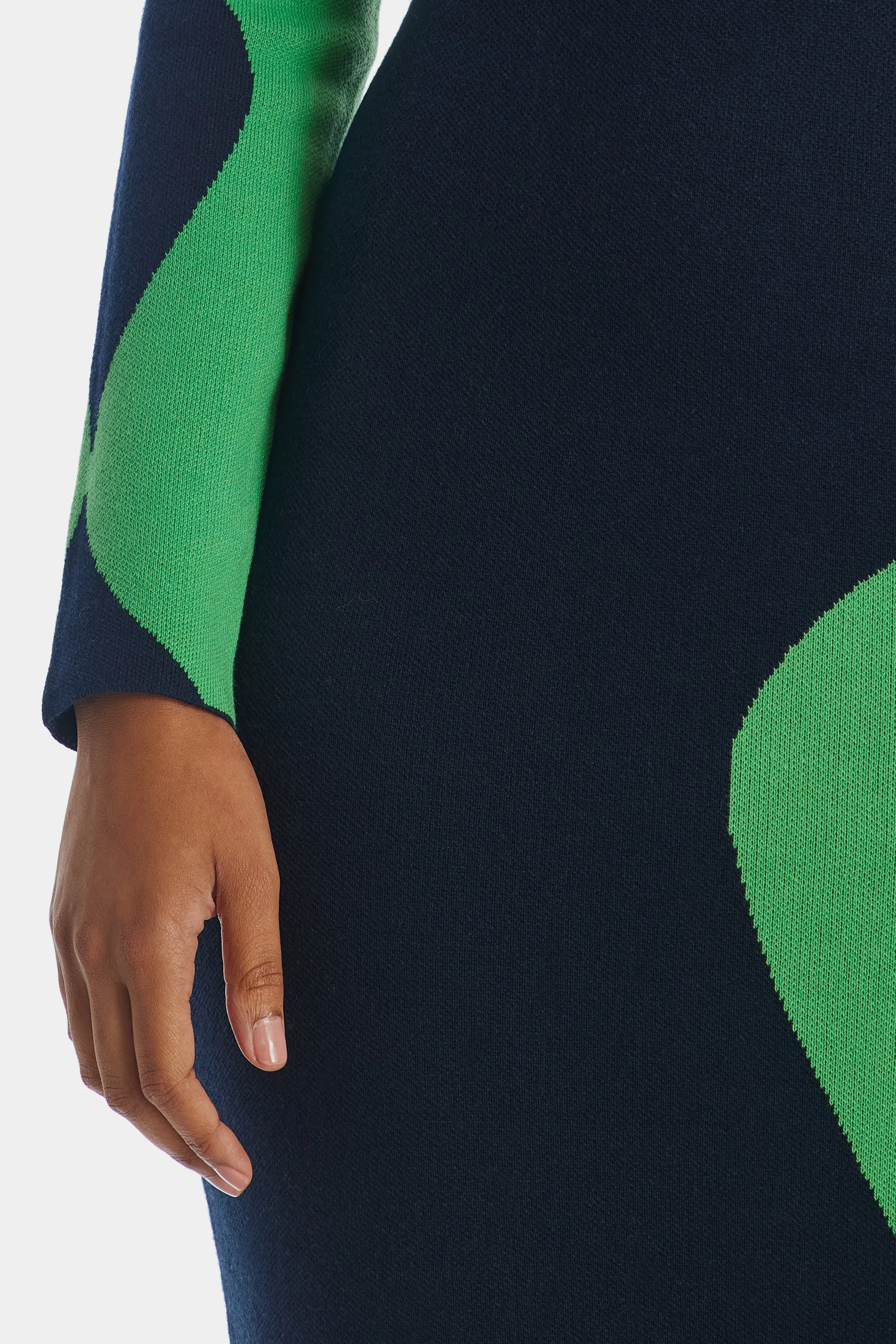 Colorblock Wavy Knit Midi Dress