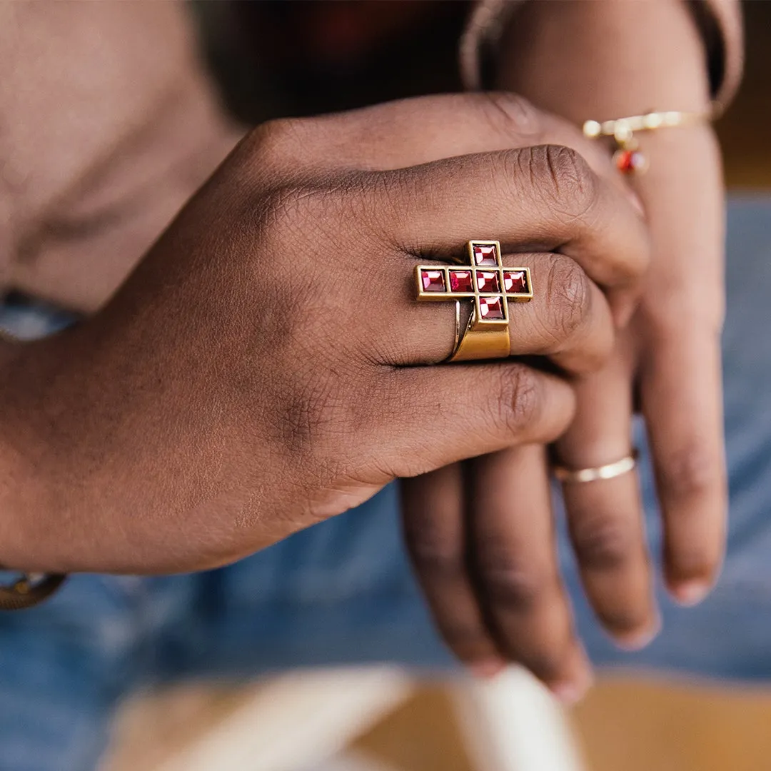 Crystal Cross Cocktail Ring