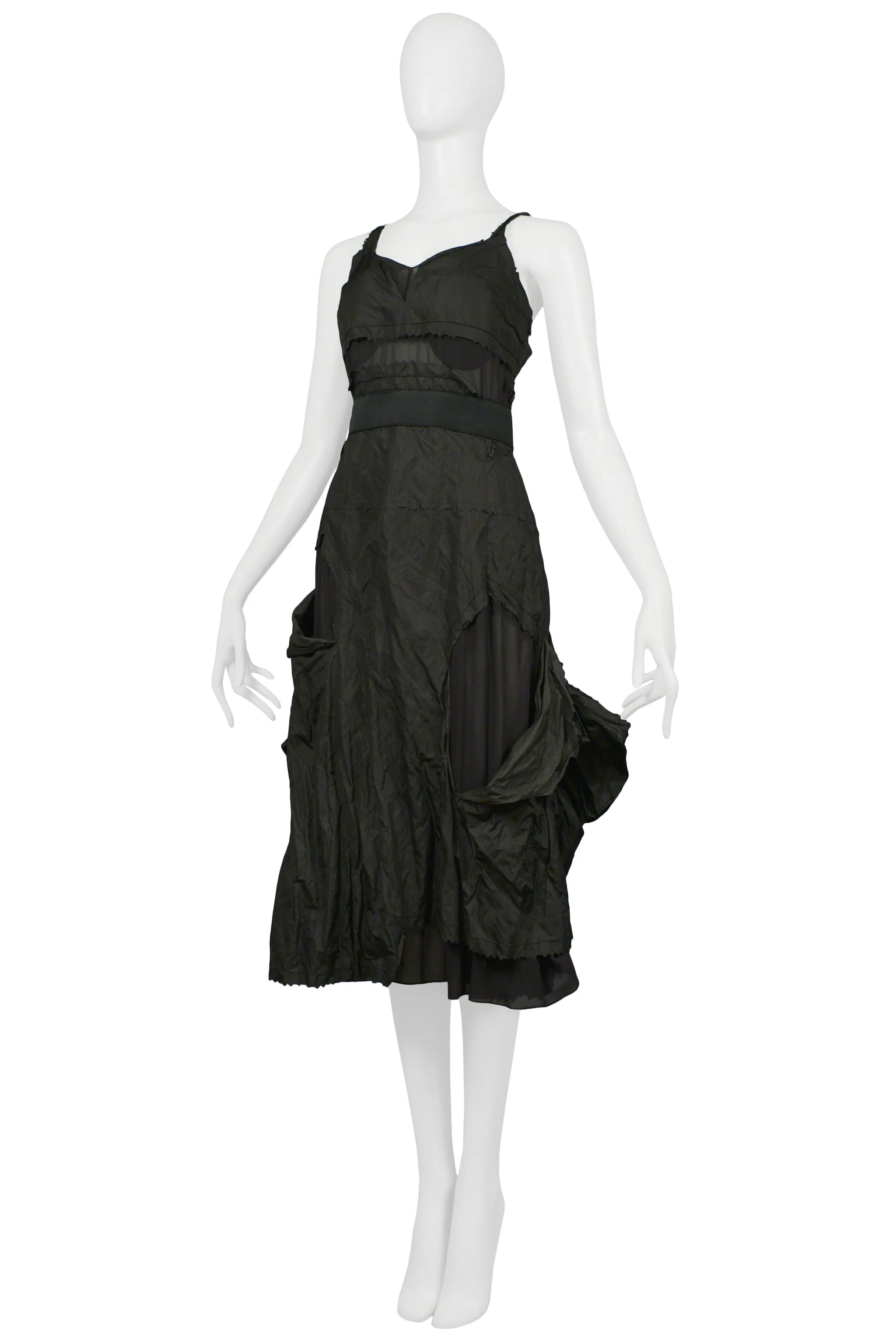 DIOR BY JOHN GALLIANO BLACK TAFFETA "HOBO" PARTY DRESS