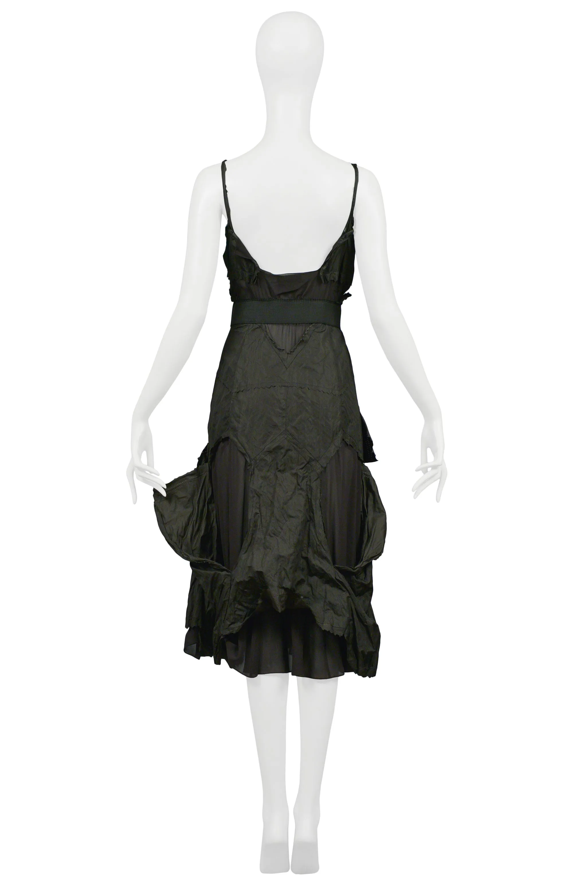 DIOR BY JOHN GALLIANO BLACK TAFFETA "HOBO" PARTY DRESS