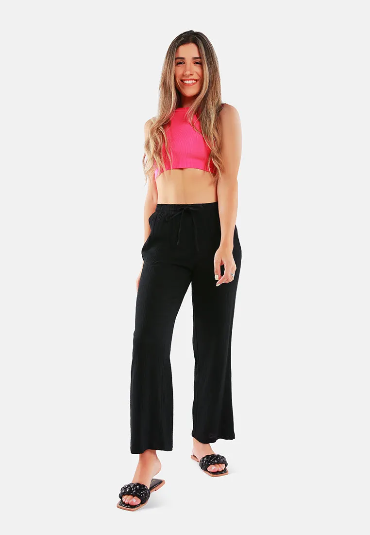 Drawstring Casual Lounge Wide Pants By Ruw