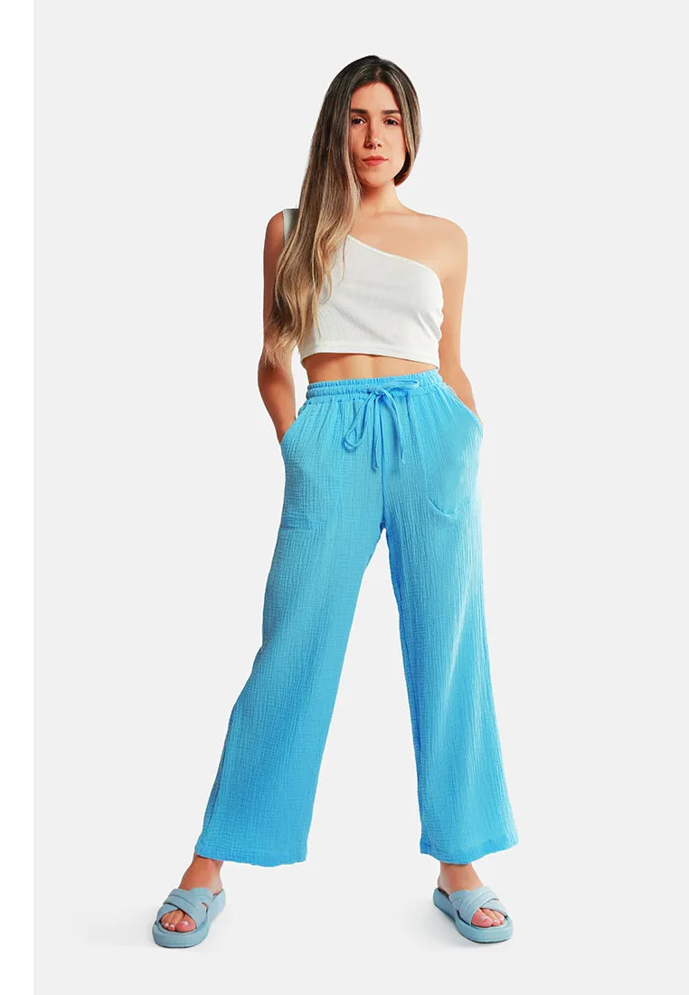 Drawstring Casual Lounge Wide Pants By Ruw