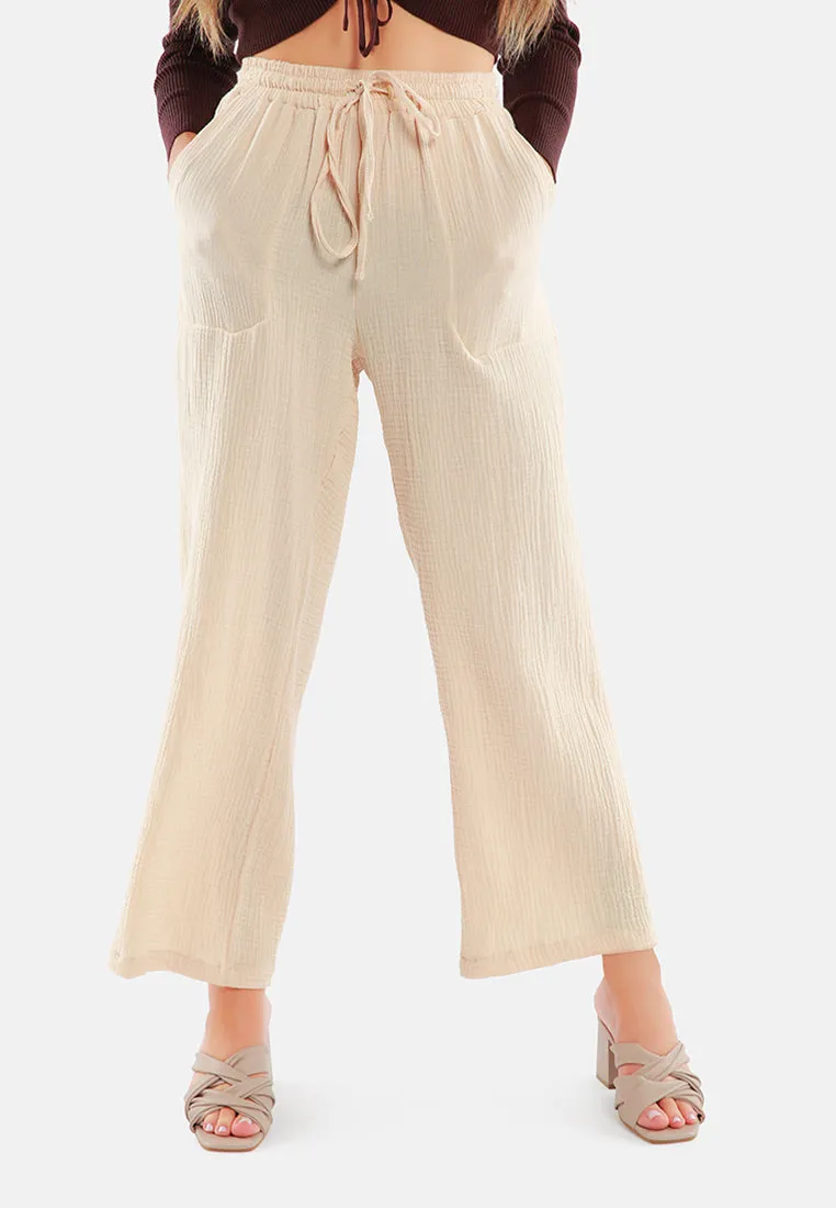 Drawstring Casual Lounge Wide Pants By Ruw