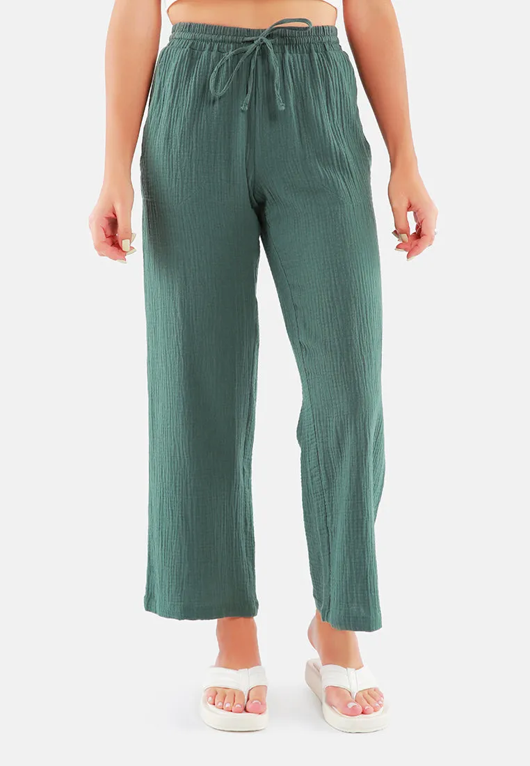 Drawstring Casual Lounge Wide Pants By Ruw