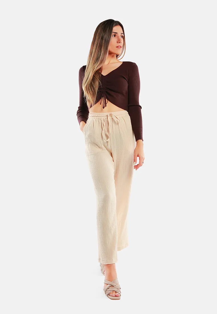 Drawstring Casual Lounge Wide Pants By Ruw