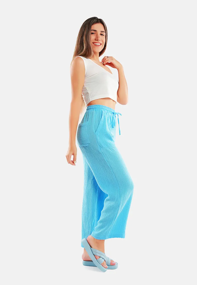 Drawstring Casual Lounge Wide Pants By Ruw