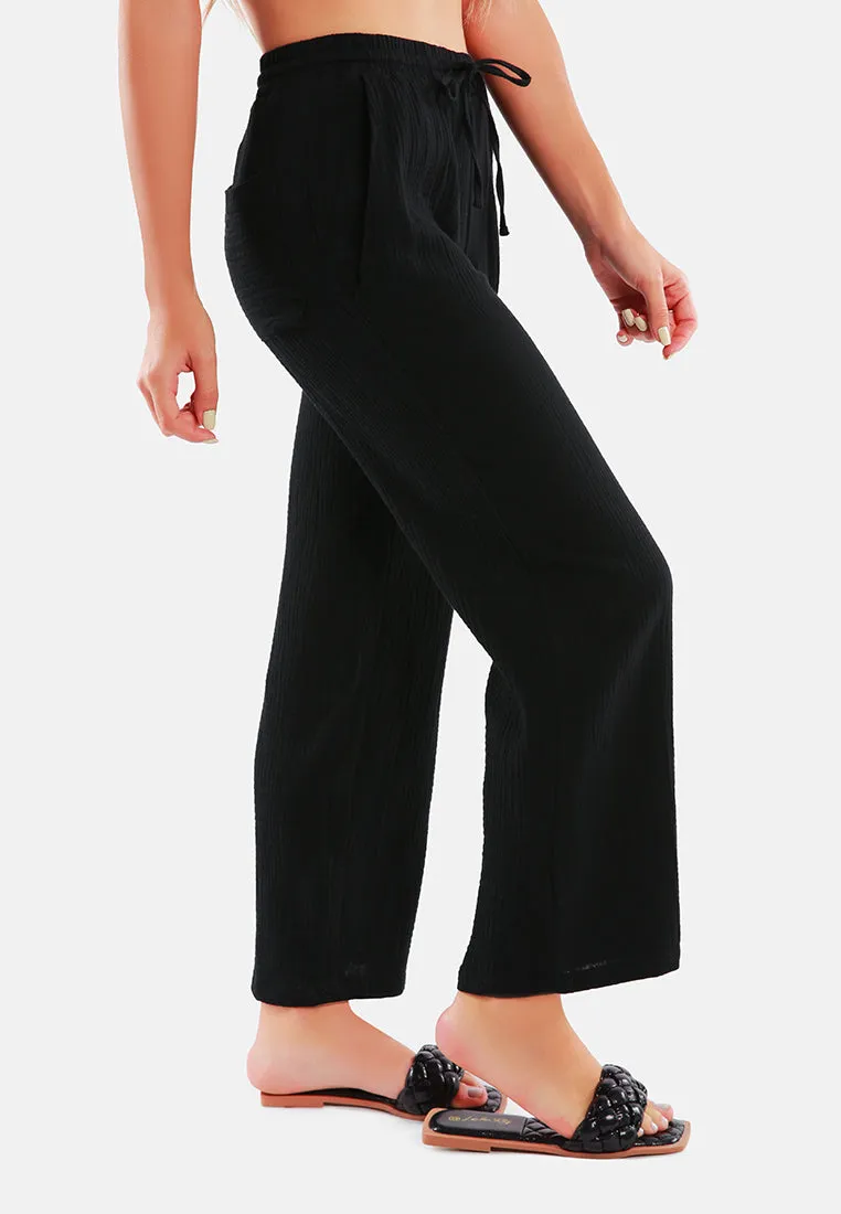 Drawstring Casual Lounge Wide Pants By Ruw