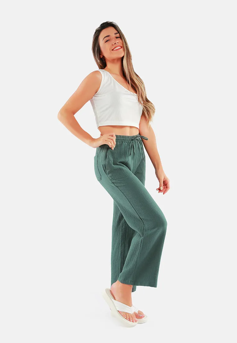 Drawstring Casual Lounge Wide Pants By Ruw