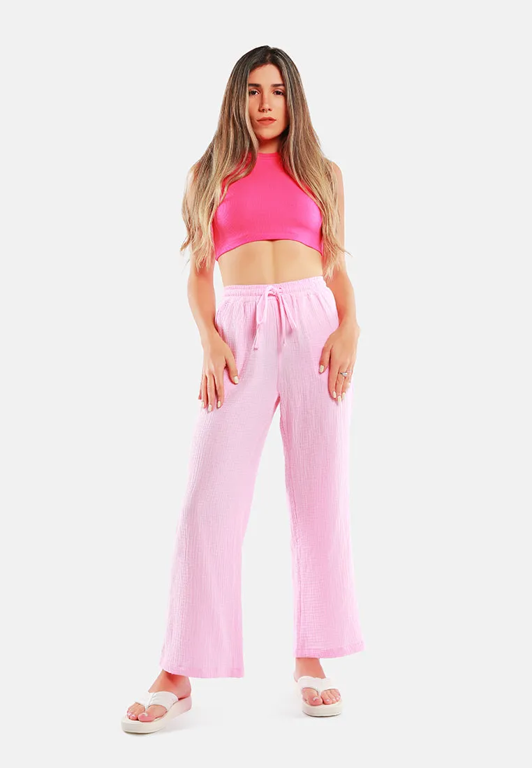 Drawstring Casual Lounge Wide Pants By Ruw