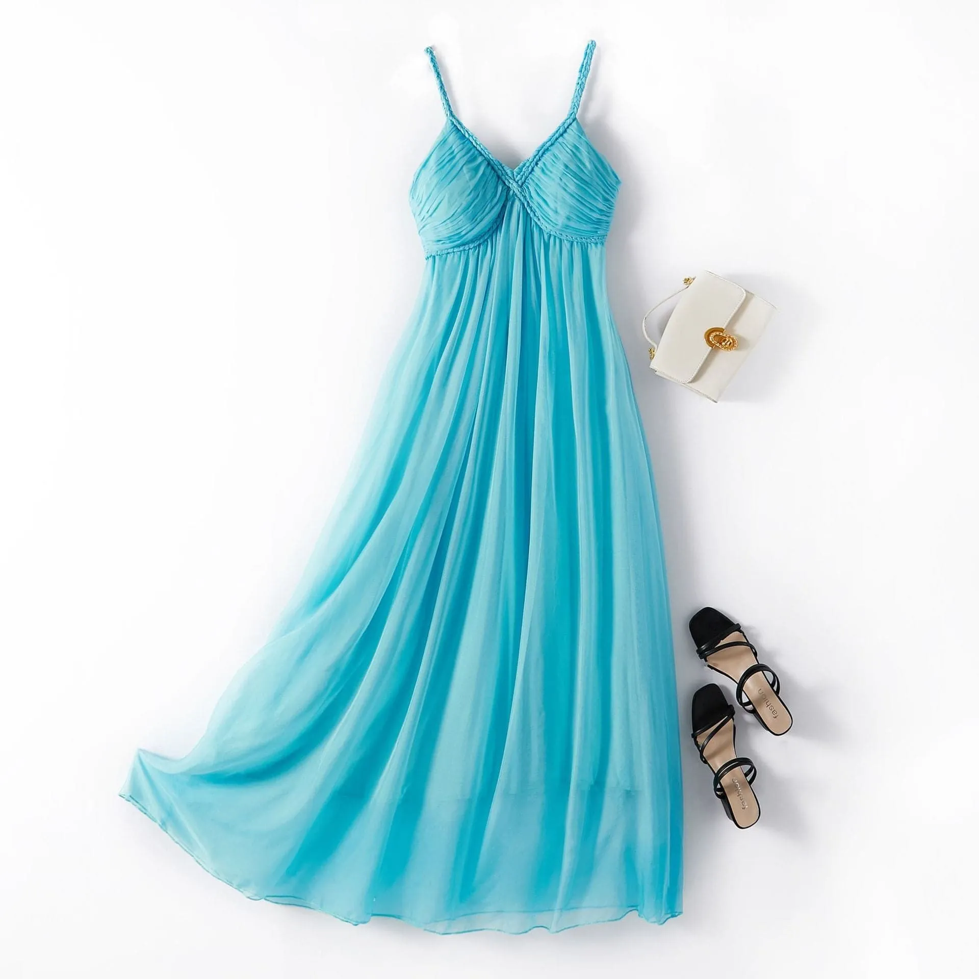 Elegant Pure Silk Backless Party Dress