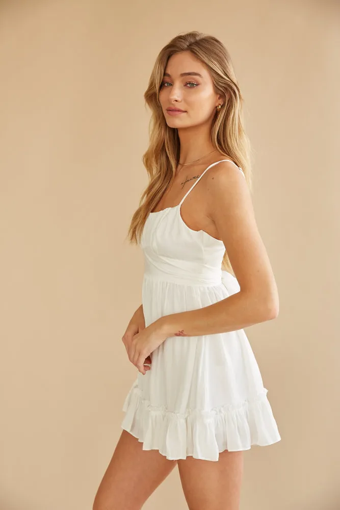 Emiliana Ruffle Mini Dress in White