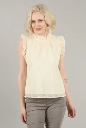 Eyelet Ruffle Top, Cream