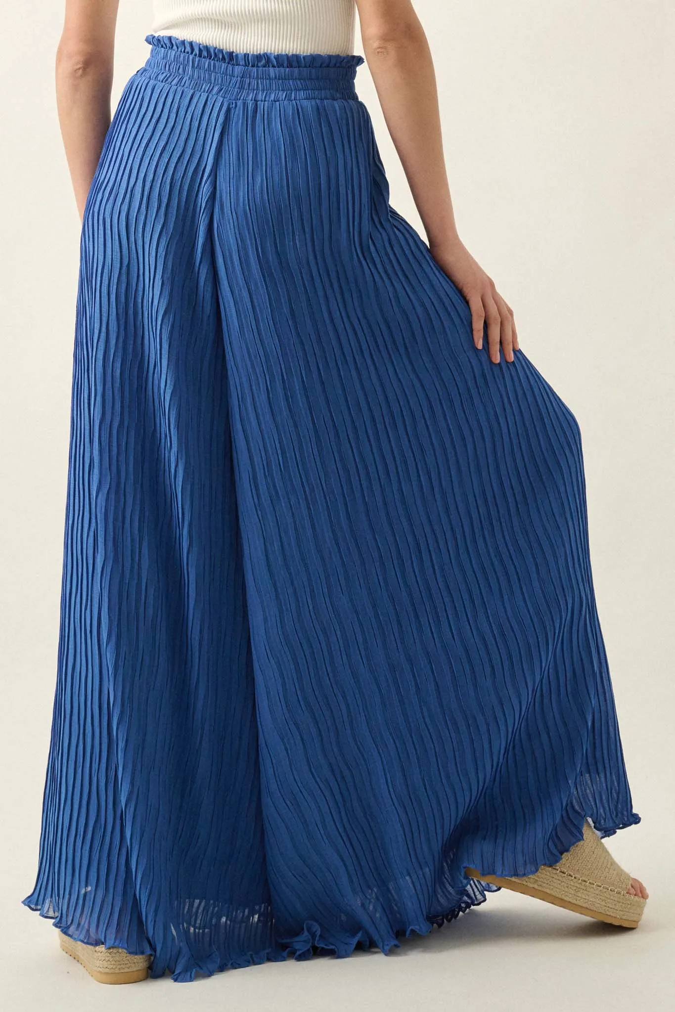 Fan Mail Accordion Pleated Wide-Leg Palazzo Pants