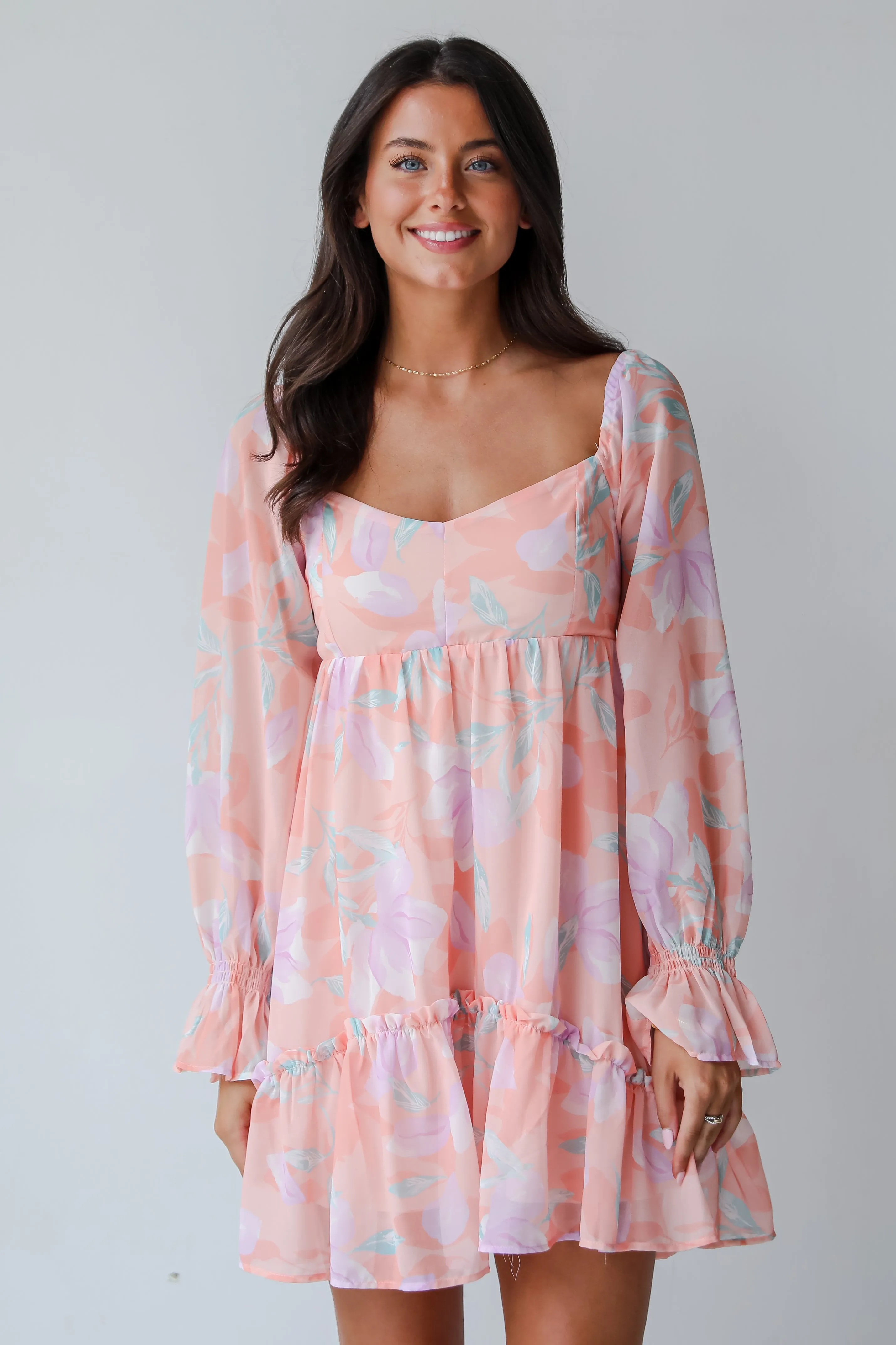 FINAL SALE - Bold Tendencies Peach Floral Mini Dress