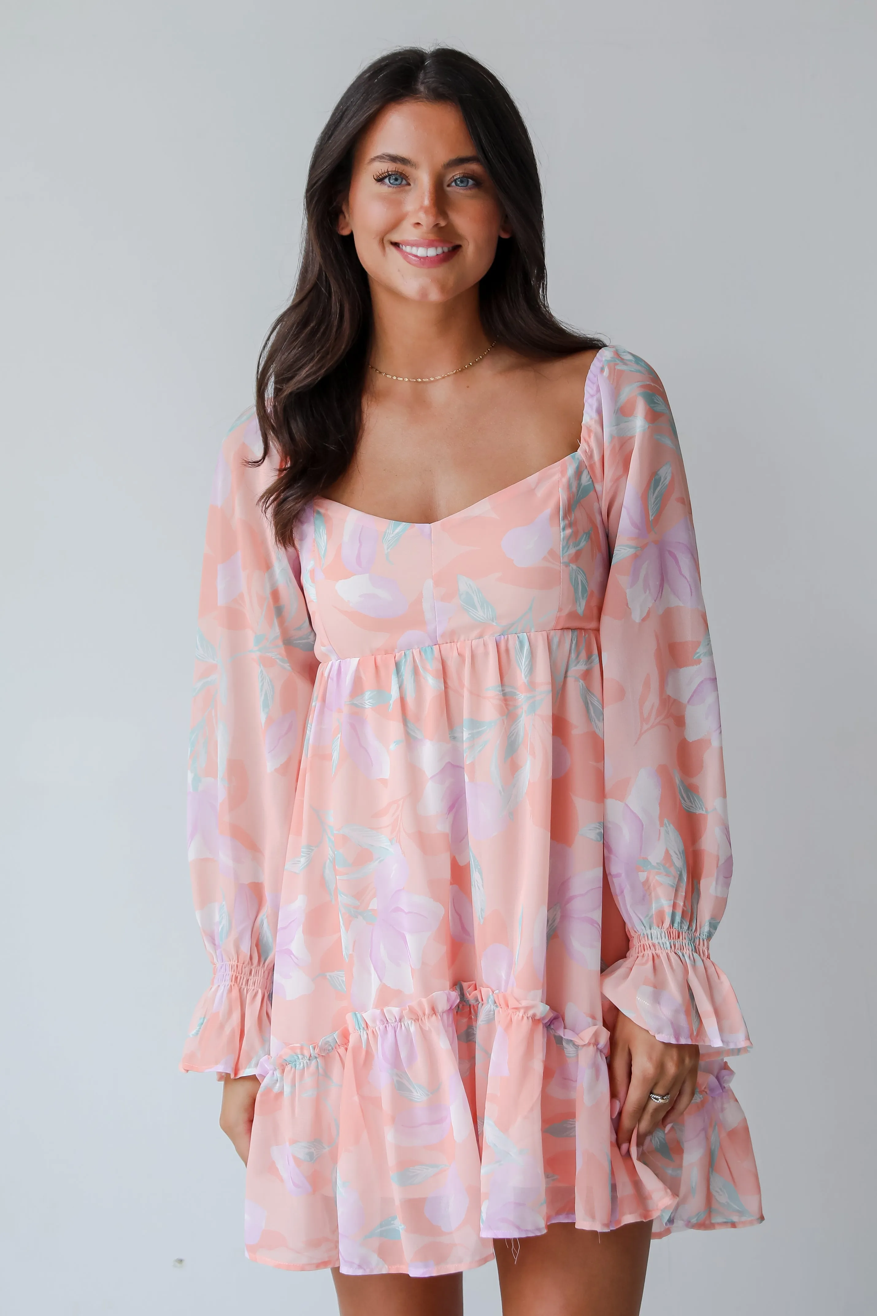 FINAL SALE - Bold Tendencies Peach Floral Mini Dress