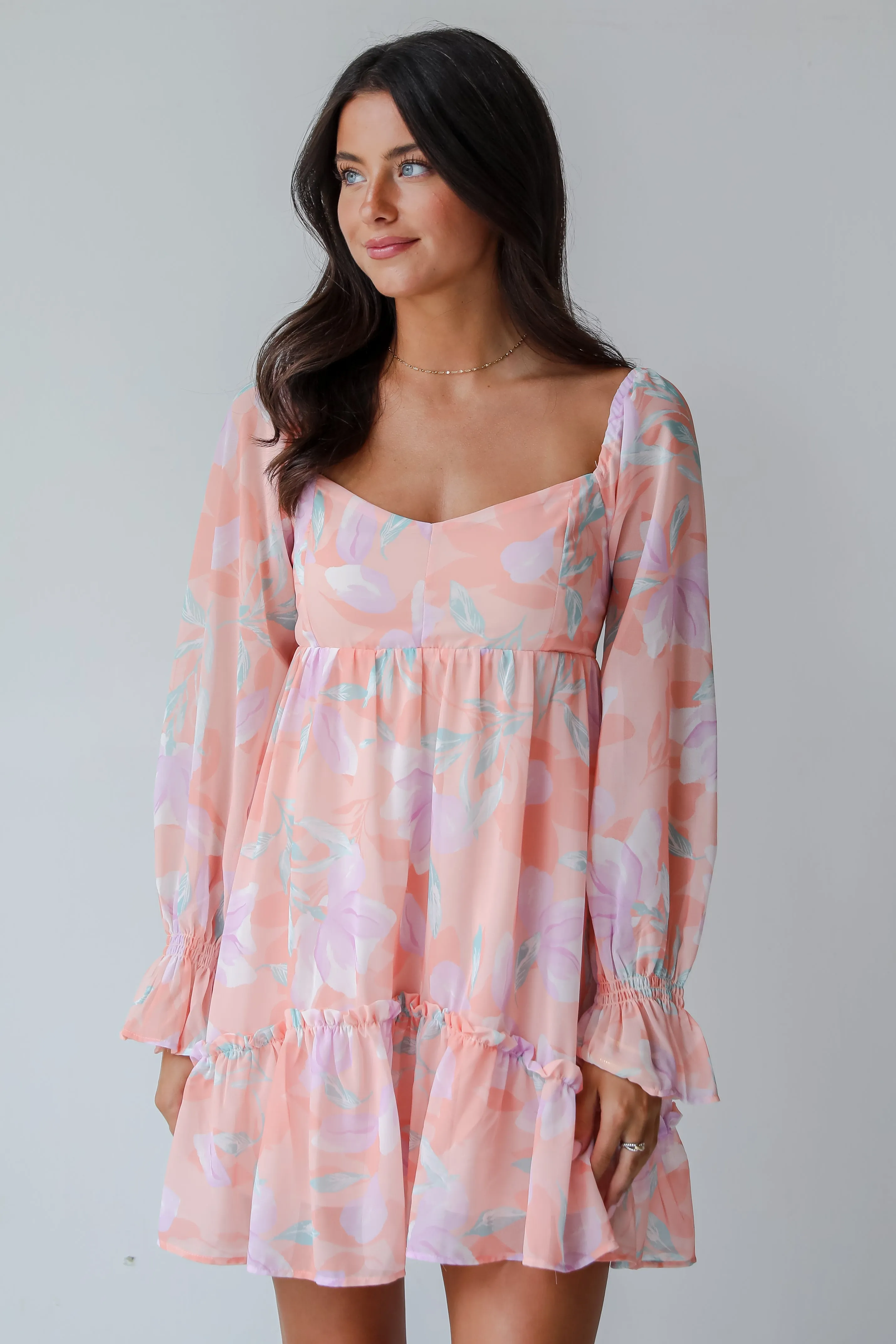 FINAL SALE - Bold Tendencies Peach Floral Mini Dress