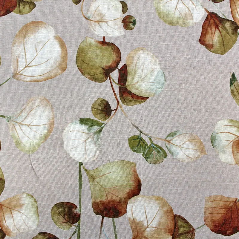 Furnishing Linen and Viscose Mix - Pretty Green Leaves