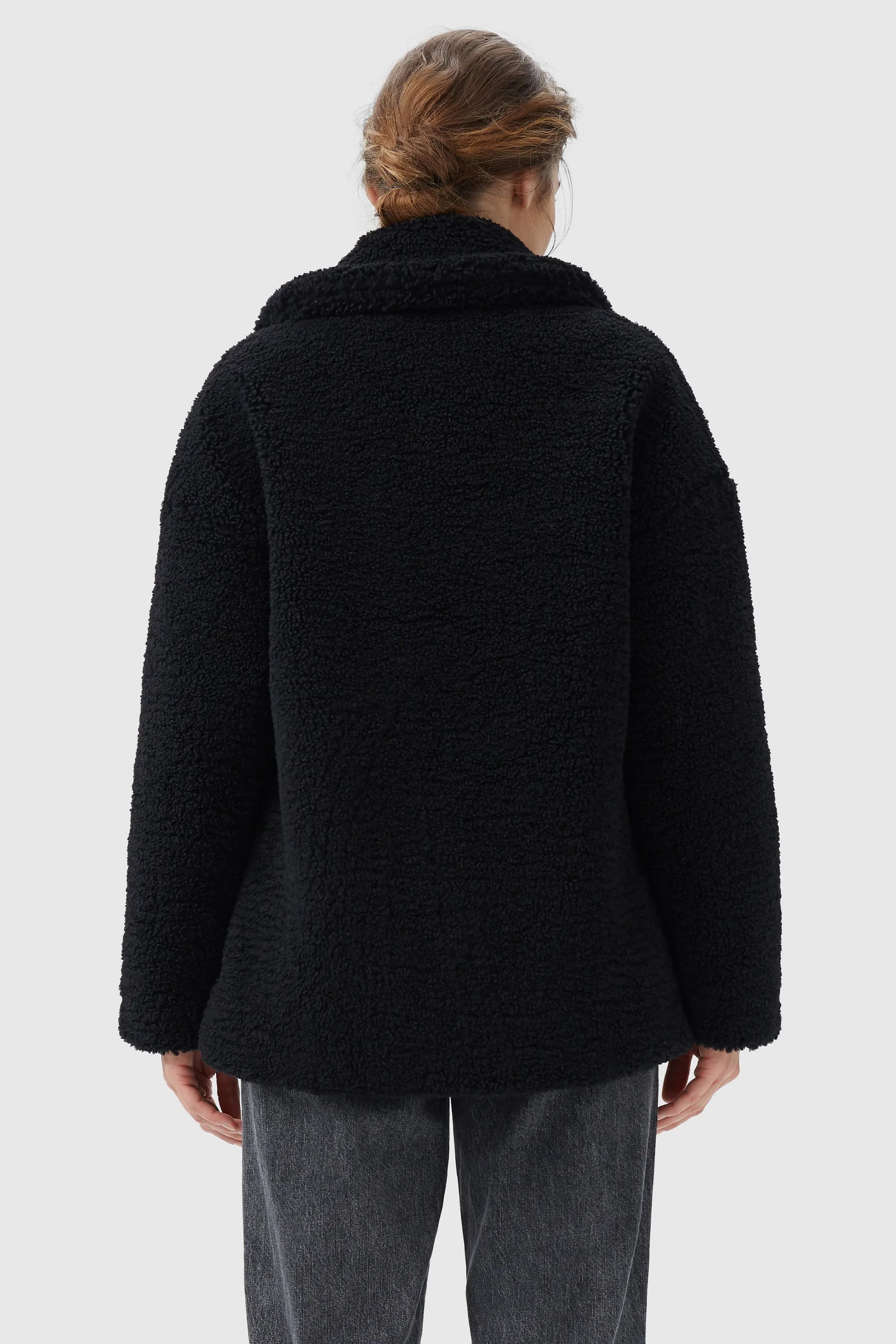 Fuzzy Fleece Lapel Down Coat