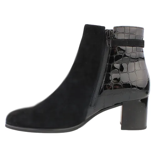 Gabor Block Heeled  Ankle Boots - 55.692 - Black Croc