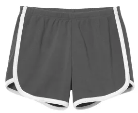 Girls Soft Cotton Knit Short with Trim | Charcoal w. White Trim