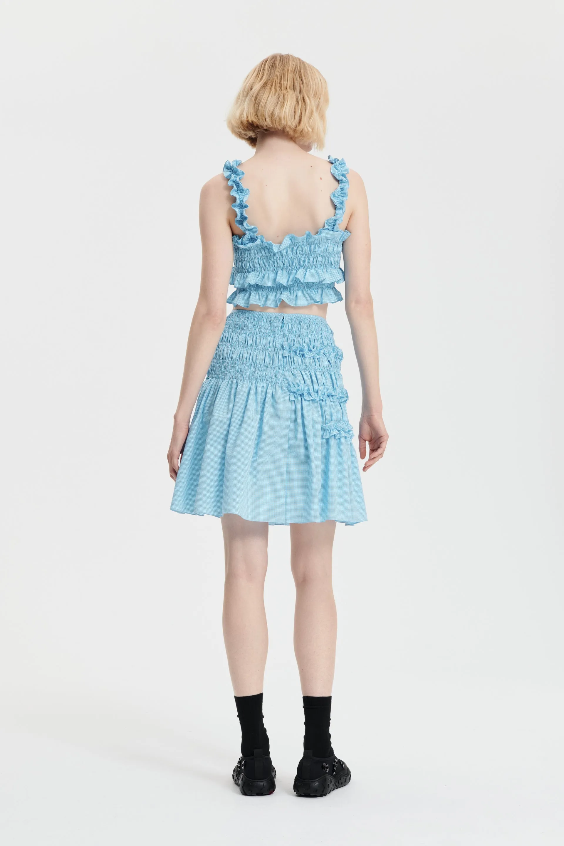 GIULIA | SKIRT GINGHAM COTTON LIGHT BLUE / WHITE