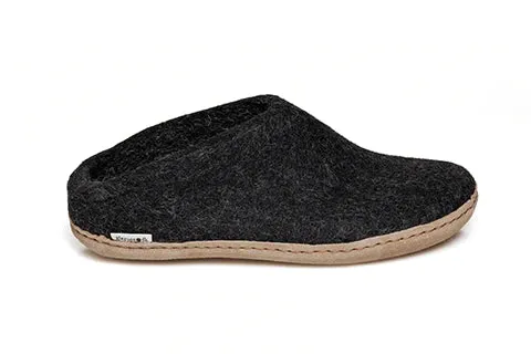 Glerups Unisex Slippers - Leather Soles - Charcoal