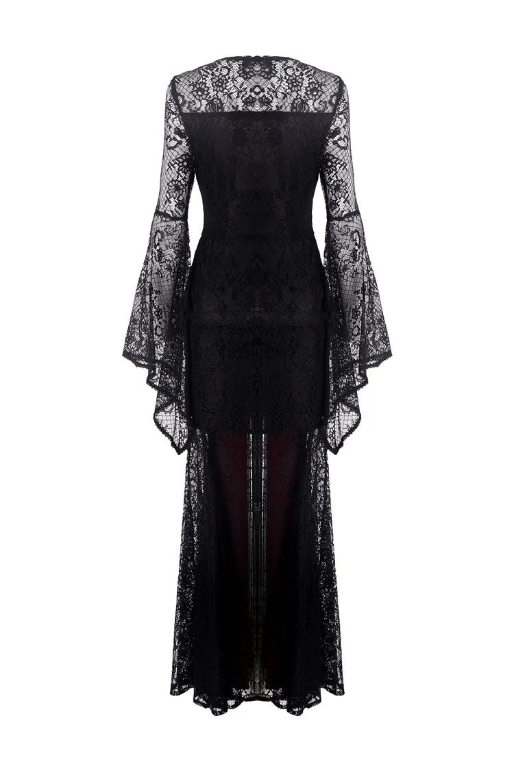 Gothic elegant red velvet lace long dress DW286