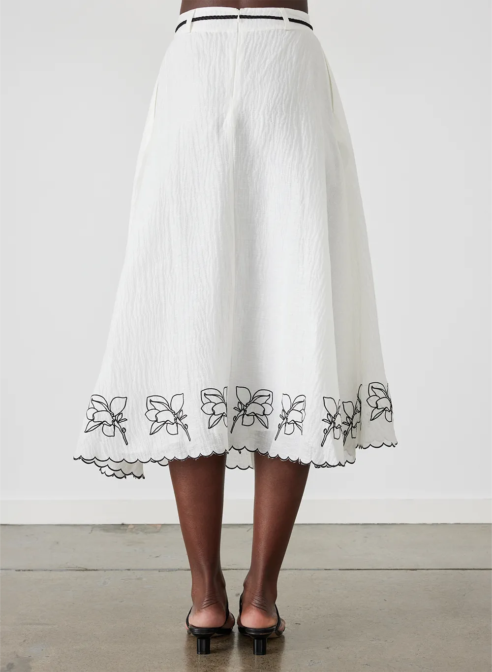 Grace Silk Linen Midi Skirt