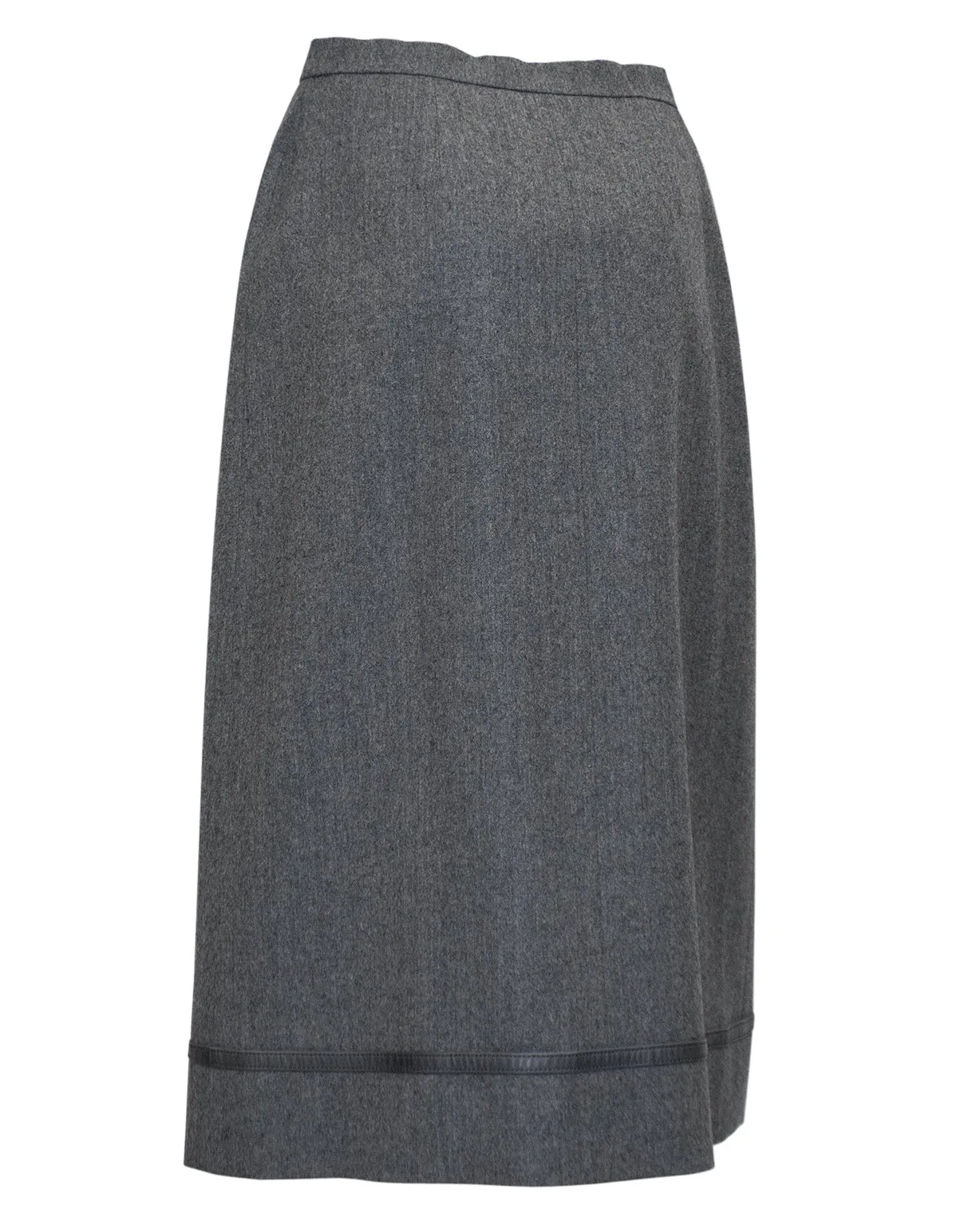 Grey Wrap Skirt with Matching Leather Trim