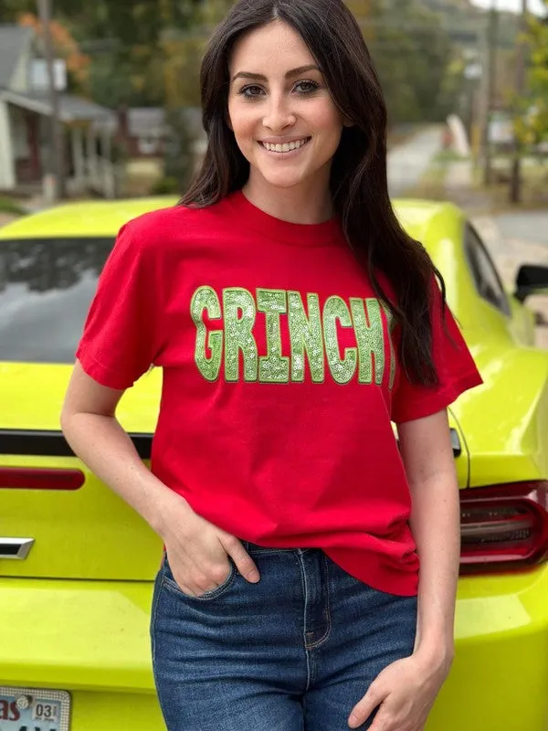 Grinchy Faux Sequin Tee