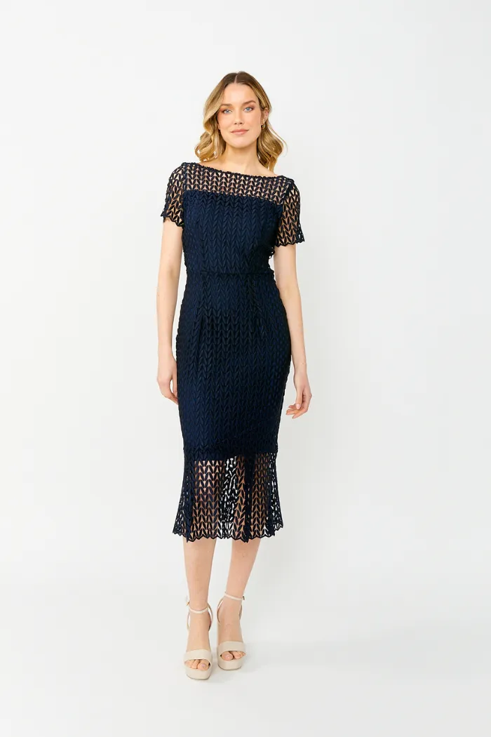 Guipure Lace Flounce Dress