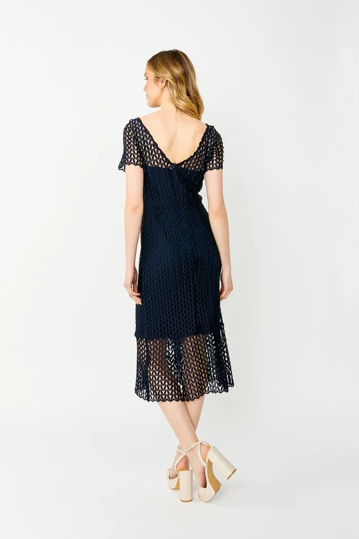 Guipure Lace Flounce Dress