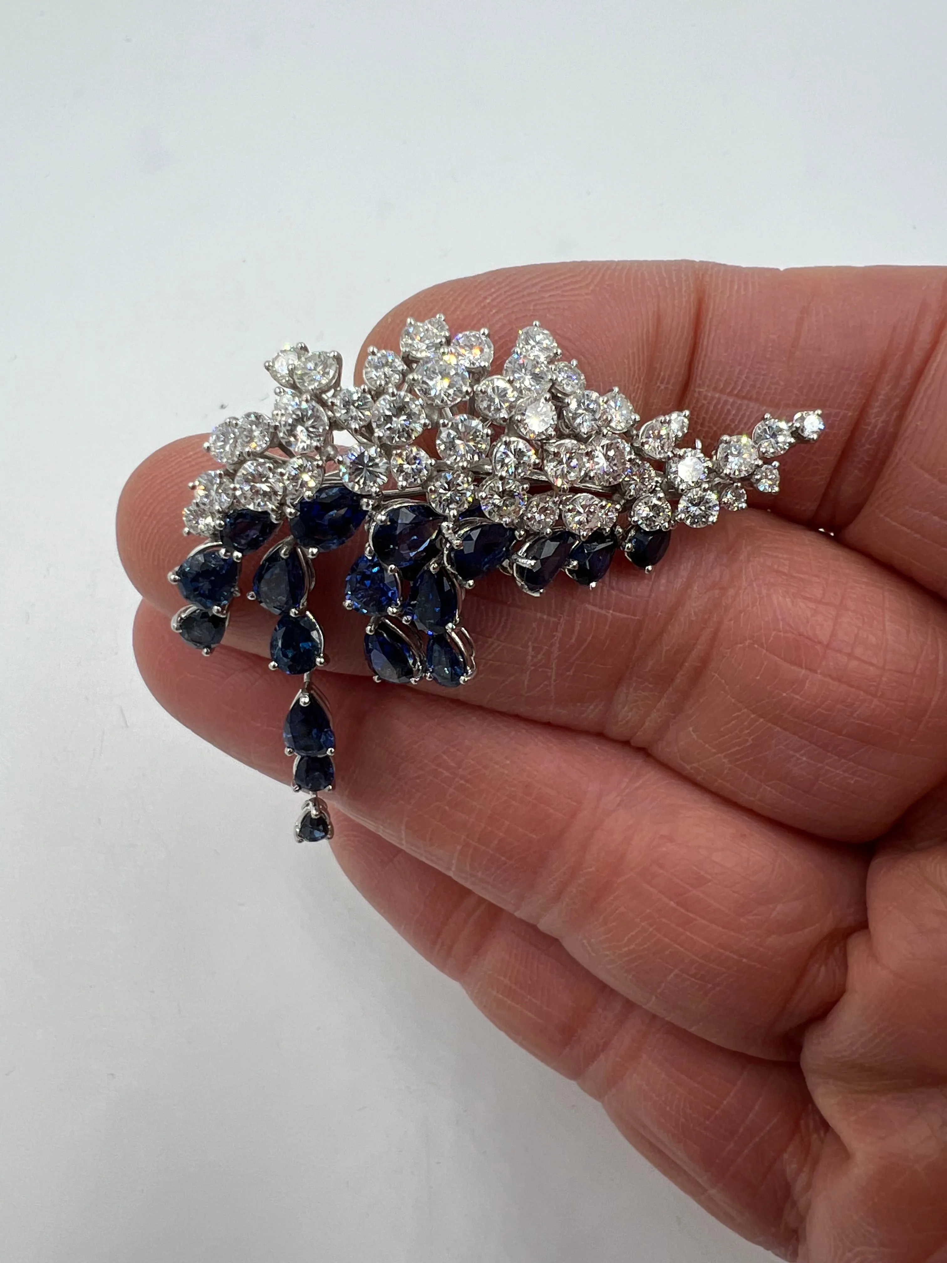 H Stern Sapphire Diamond White Gold Brooch