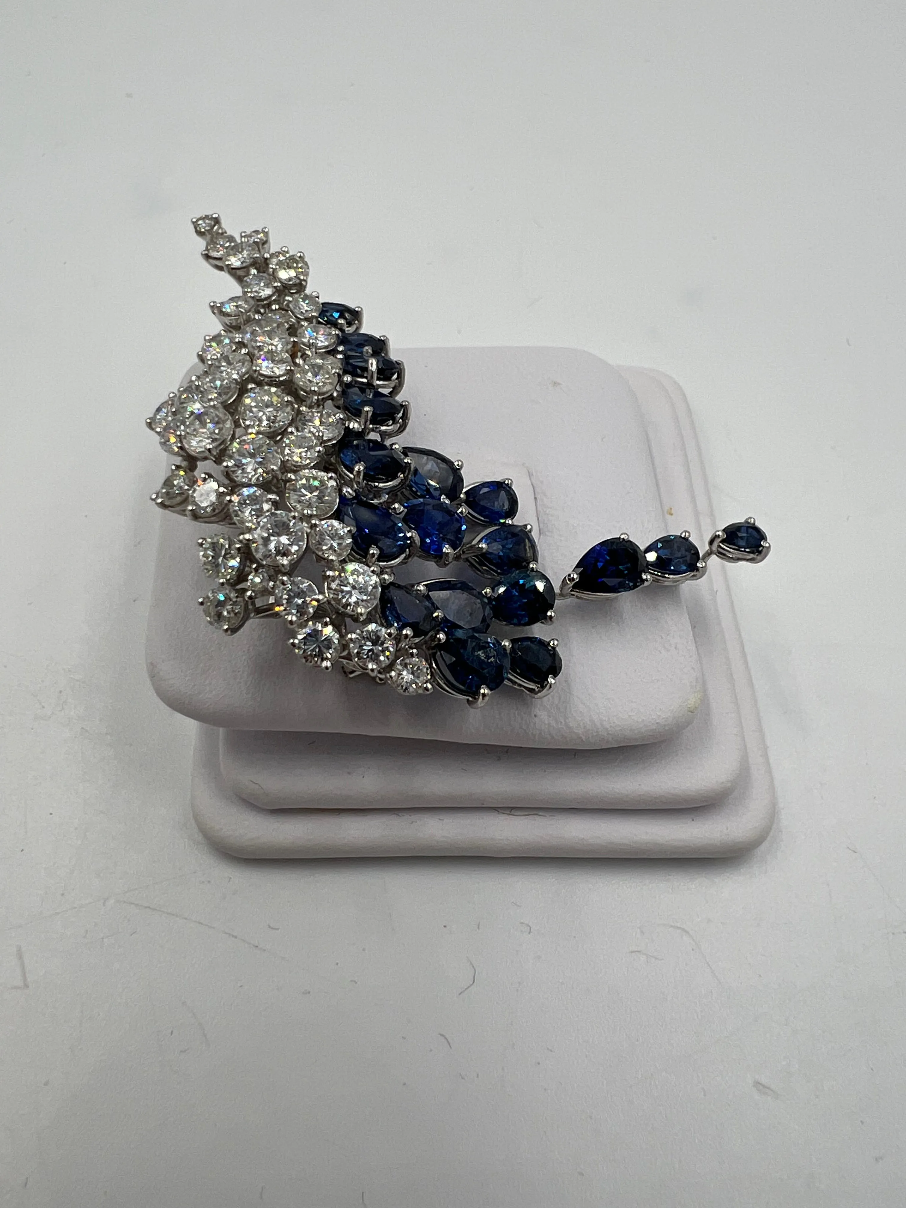 H Stern Sapphire Diamond White Gold Brooch