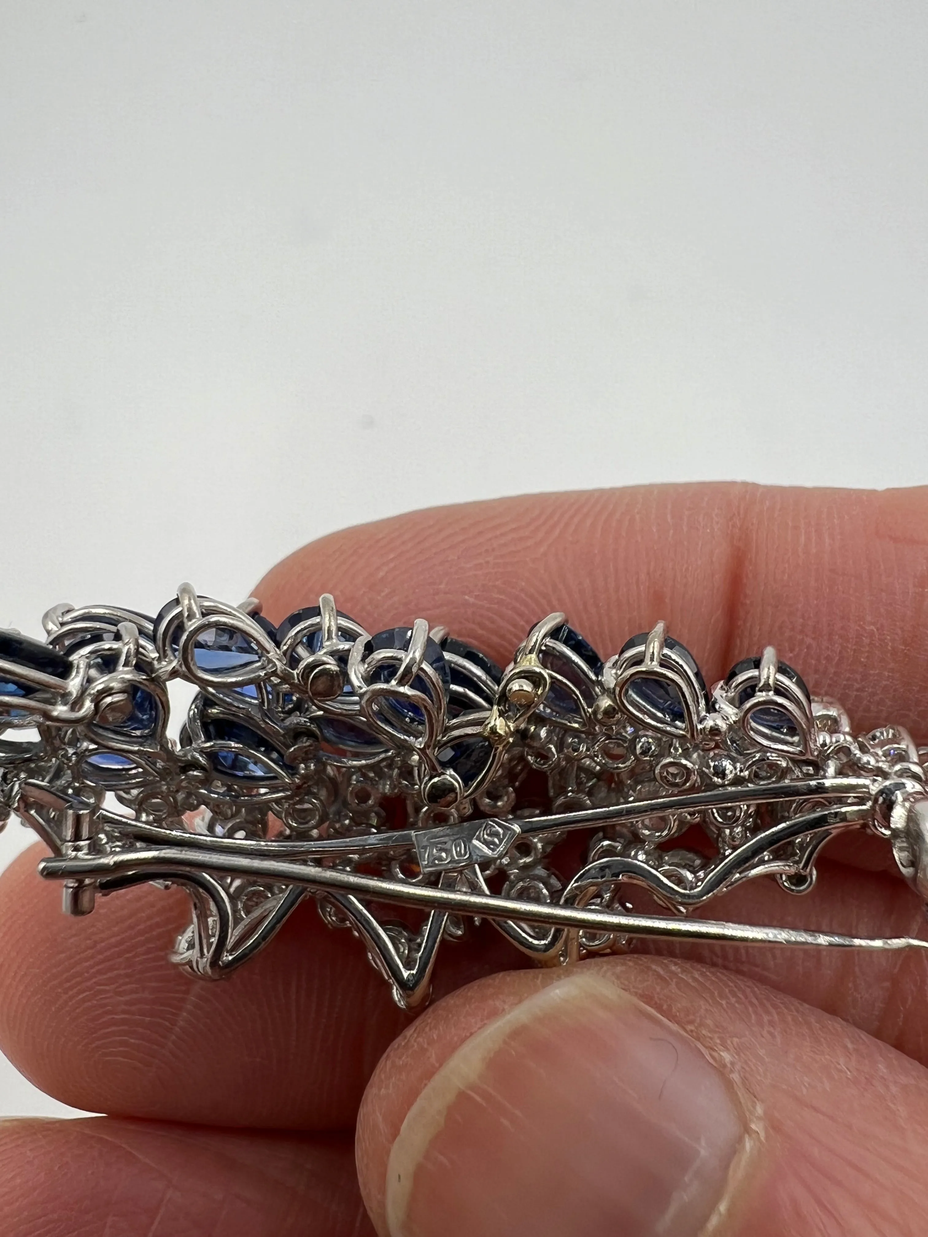 H Stern Sapphire Diamond White Gold Brooch