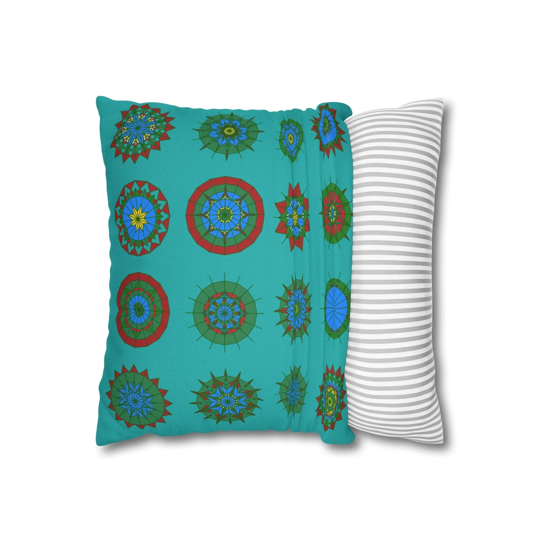 Handmade Mandala Design Pillowcase - Original Fine Art - Light Sea Green