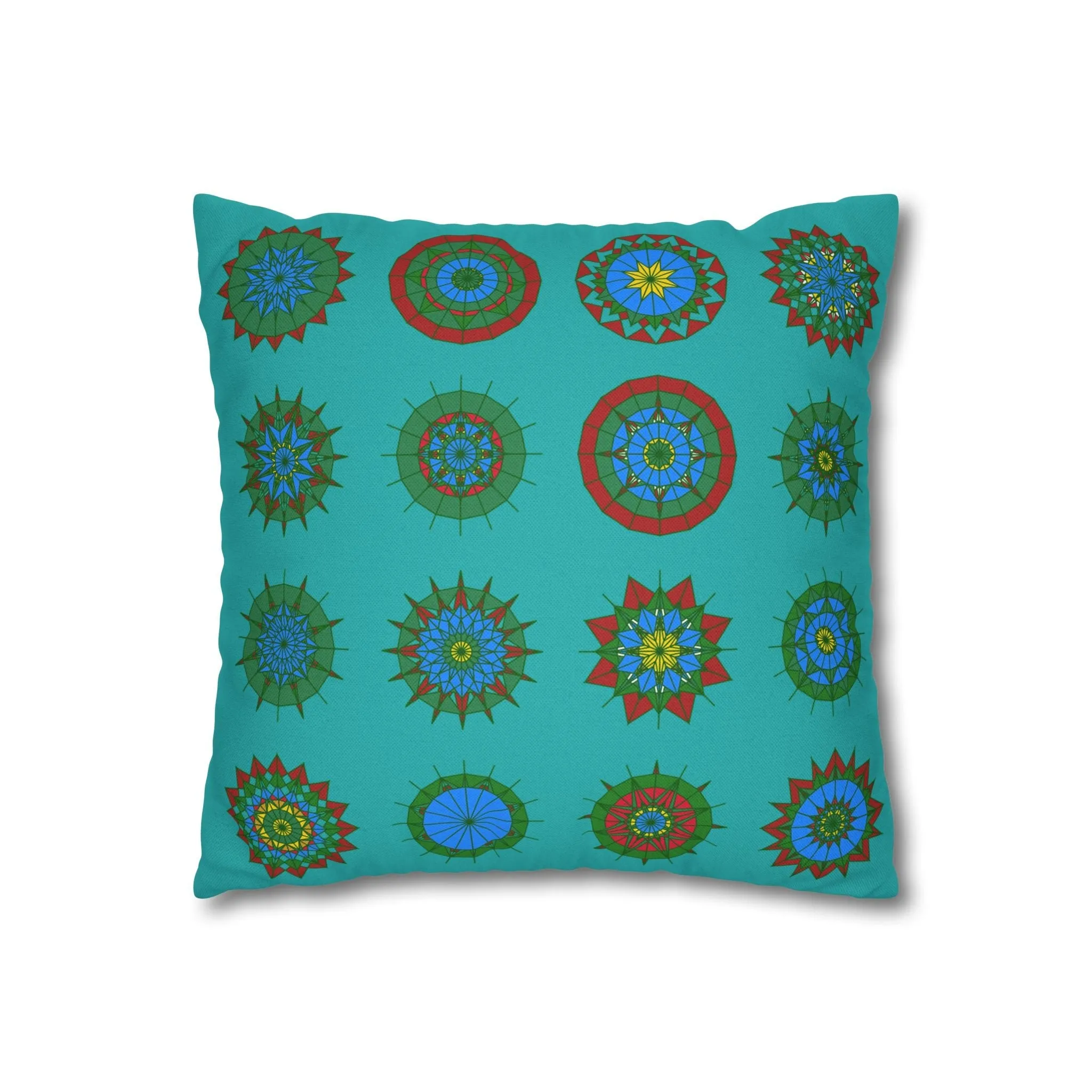 Handmade Mandala Design Pillowcase - Original Fine Art - Light Sea Green