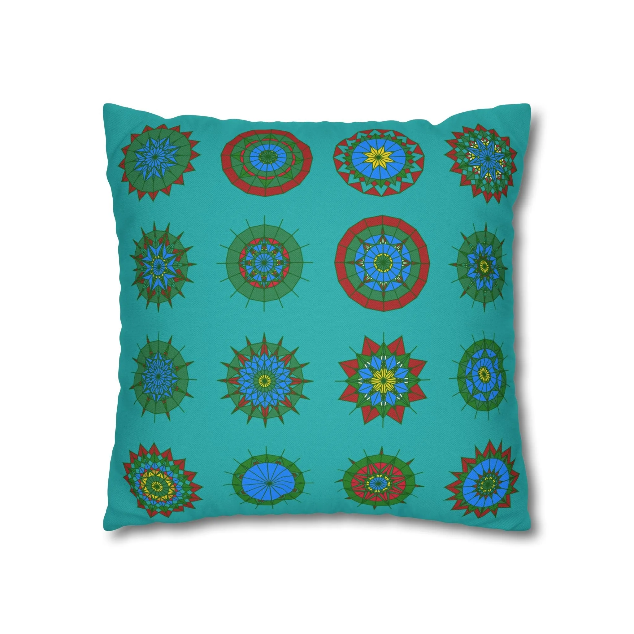 Handmade Mandala Design Pillowcase - Original Fine Art - Light Sea Green