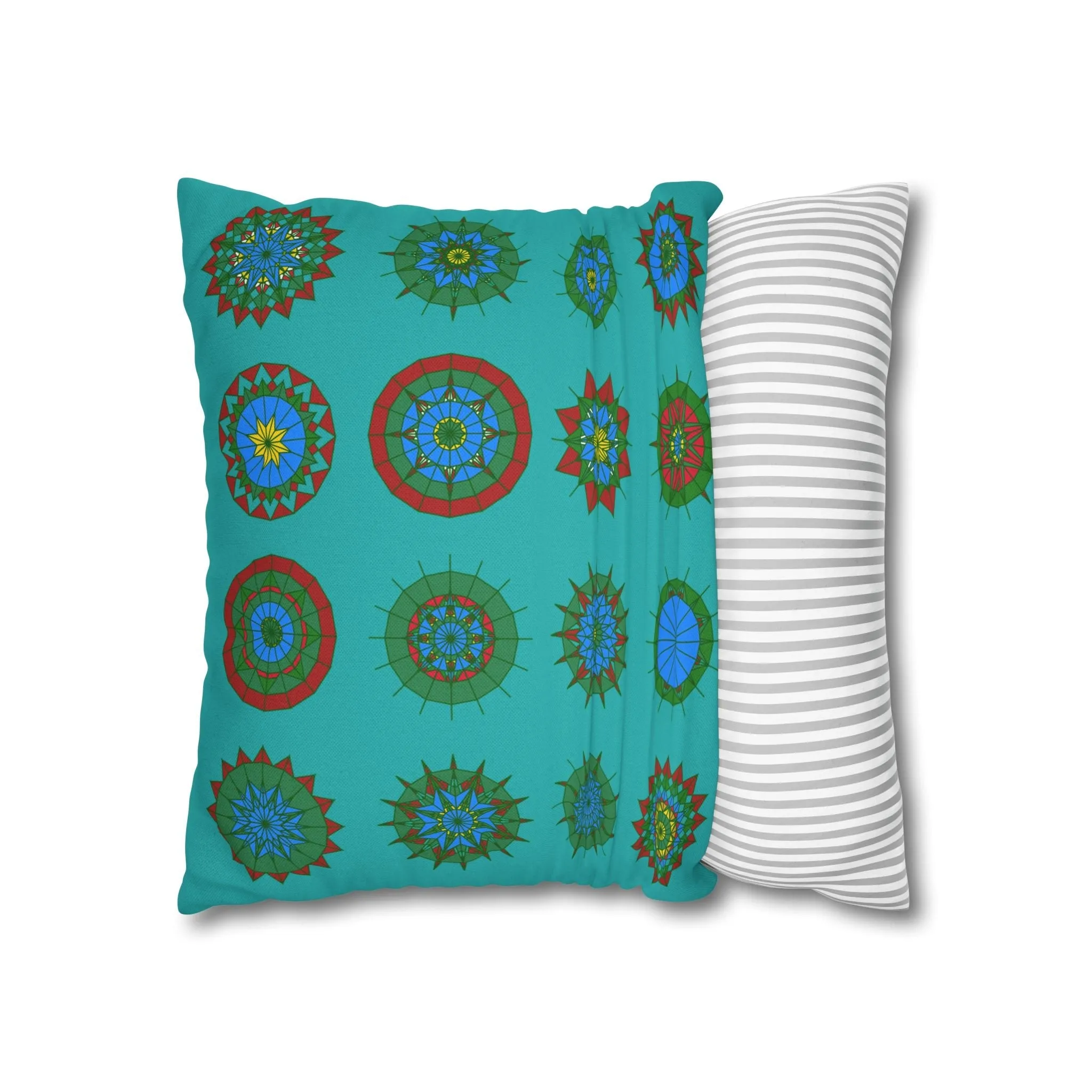 Handmade Mandala Design Pillowcase - Original Fine Art - Light Sea Green