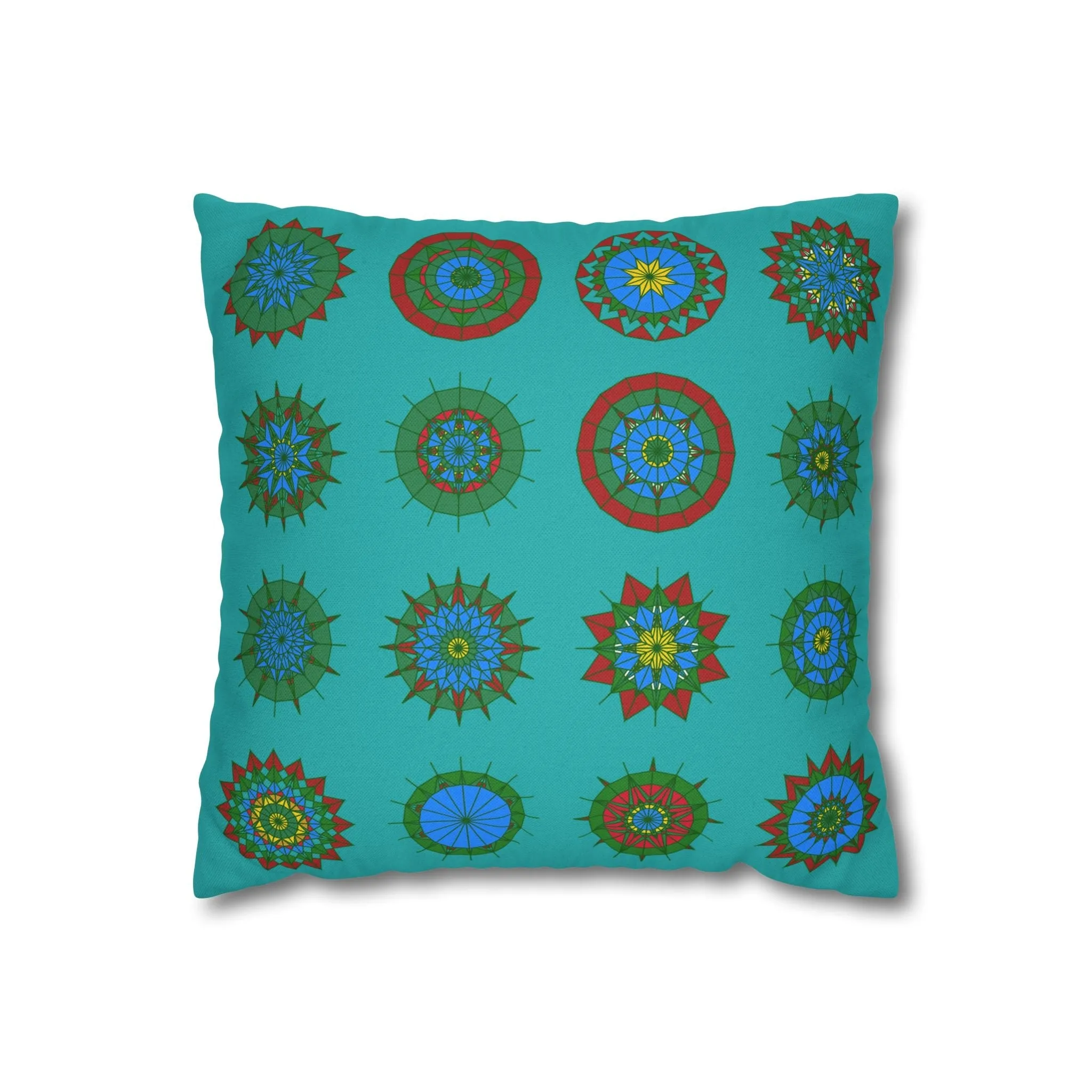 Handmade Mandala Design Pillowcase - Original Fine Art - Light Sea Green