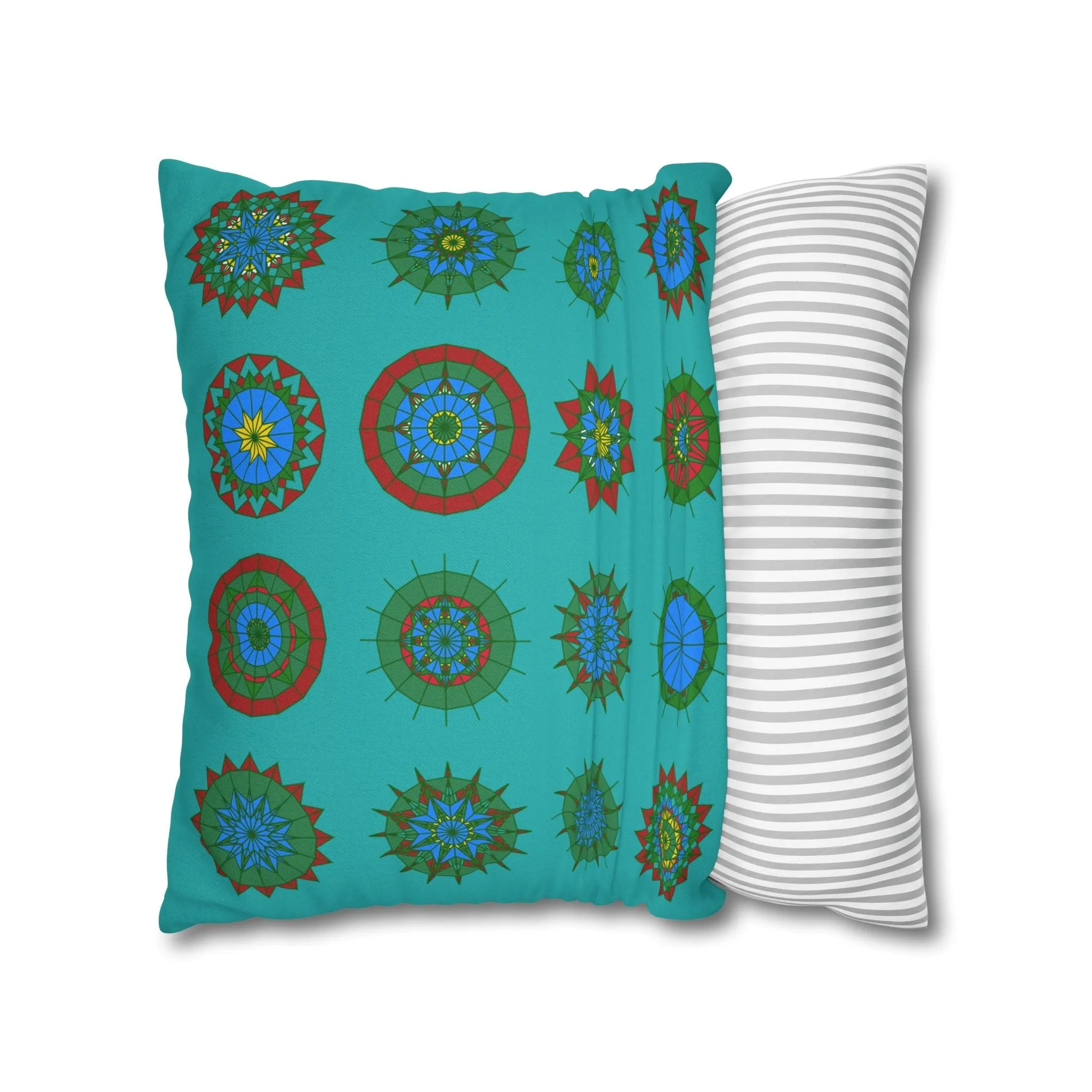 Handmade Mandala Design Pillowcase - Original Fine Art - Light Sea Green