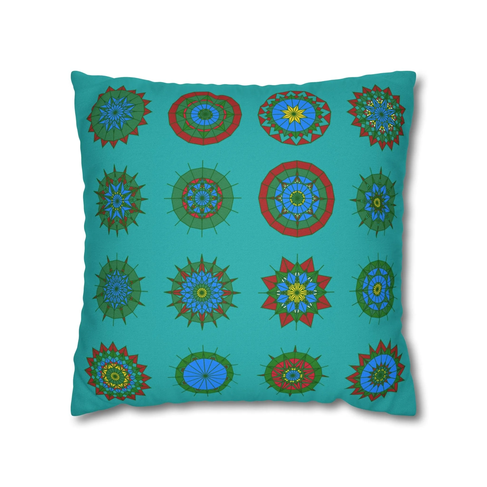 Handmade Mandala Design Pillowcase - Original Fine Art - Light Sea Green