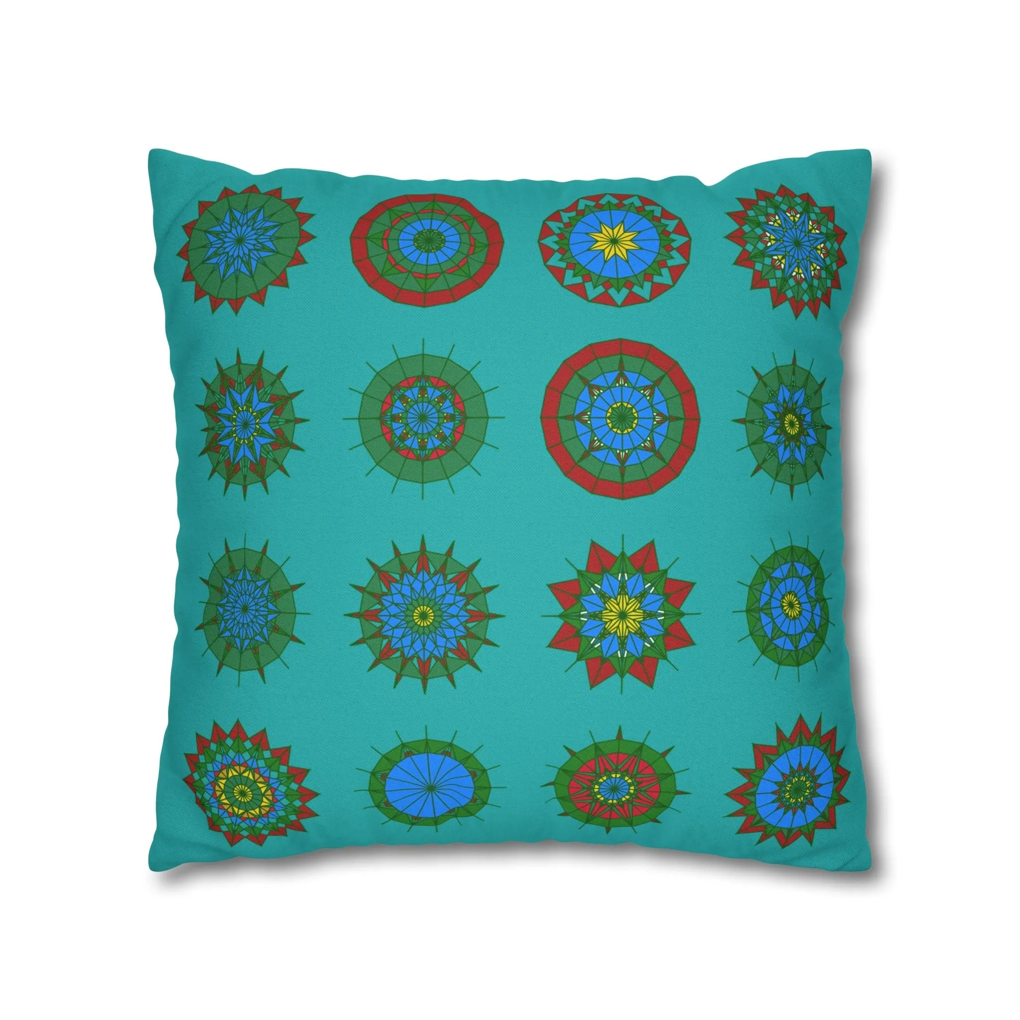 Handmade Mandala Design Pillowcase - Original Fine Art - Light Sea Green