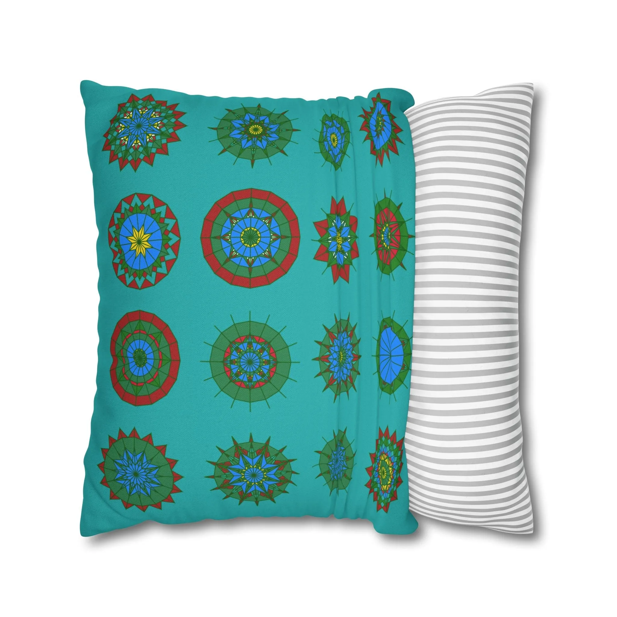 Handmade Mandala Design Pillowcase - Original Fine Art - Light Sea Green