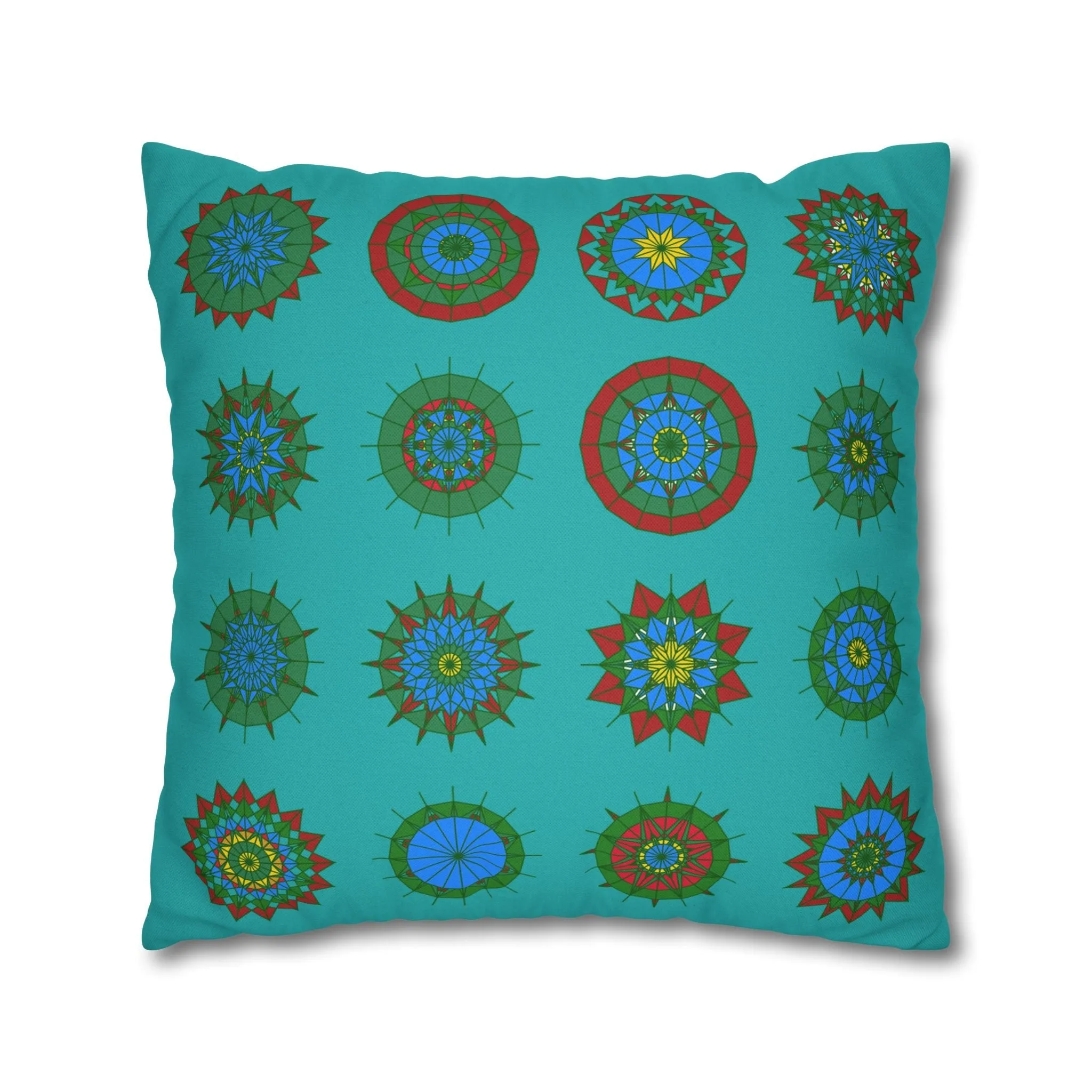 Handmade Mandala Design Pillowcase - Original Fine Art - Light Sea Green