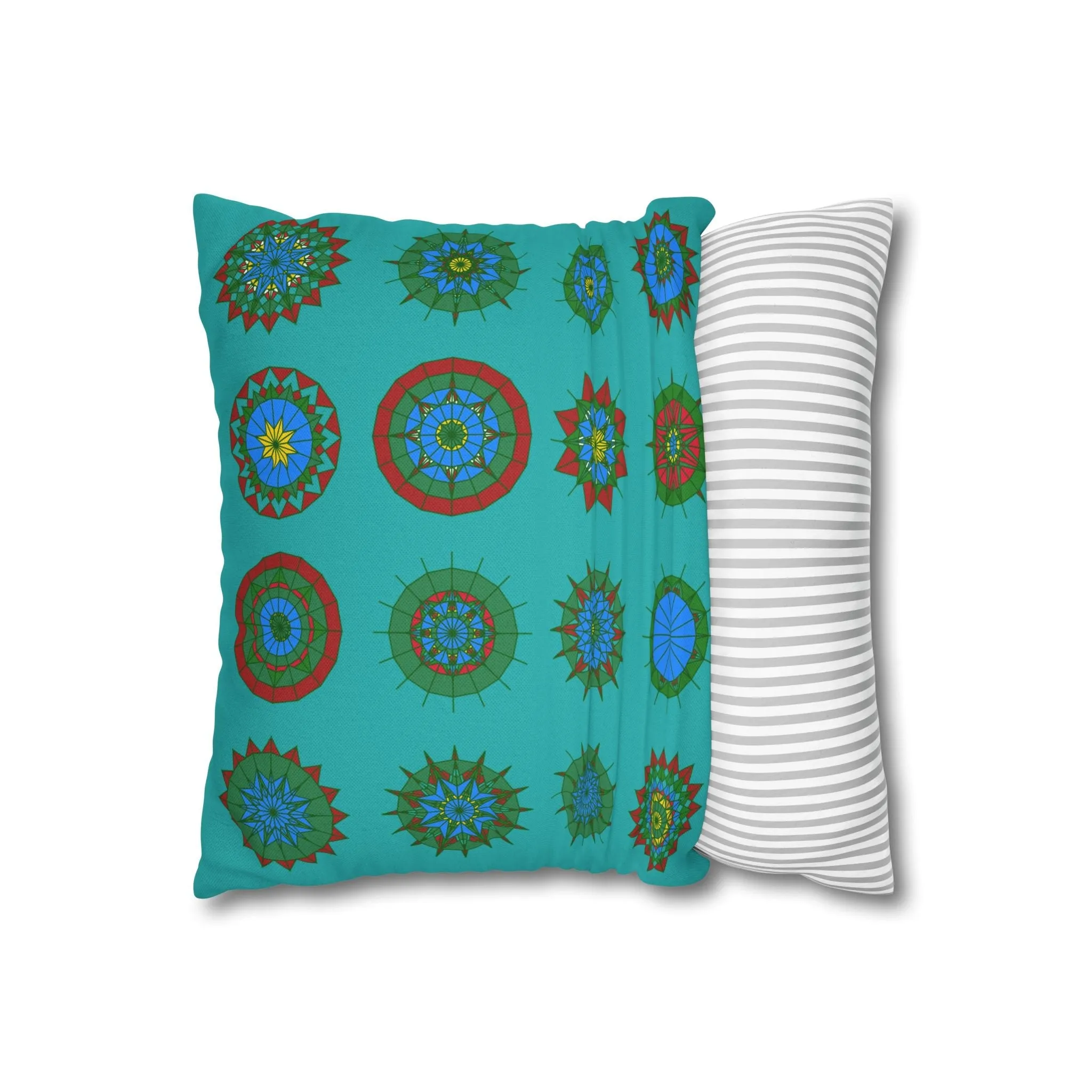 Handmade Mandala Design Pillowcase - Original Fine Art - Light Sea Green