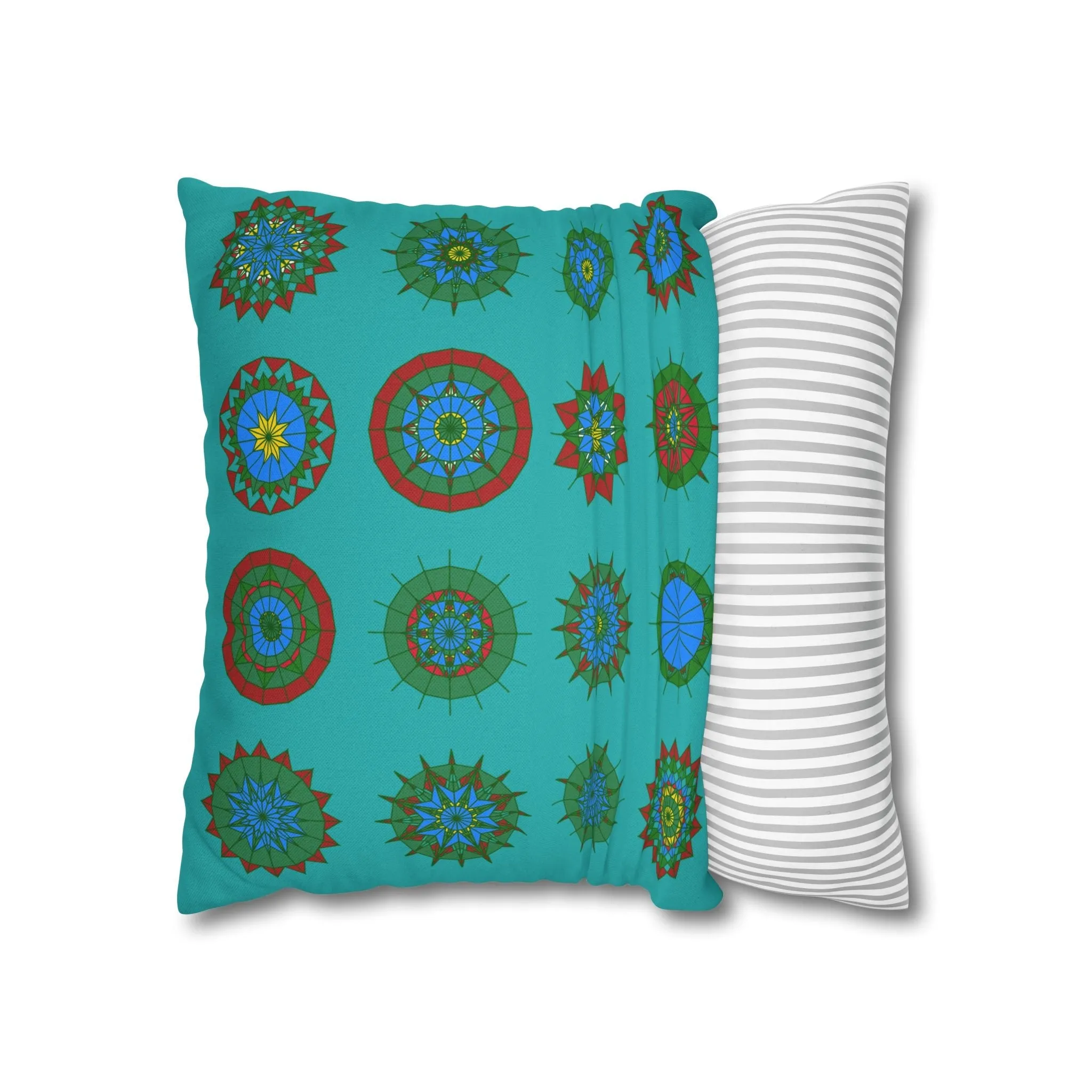 Handmade Mandala Design Pillowcase - Original Fine Art - Light Sea Green