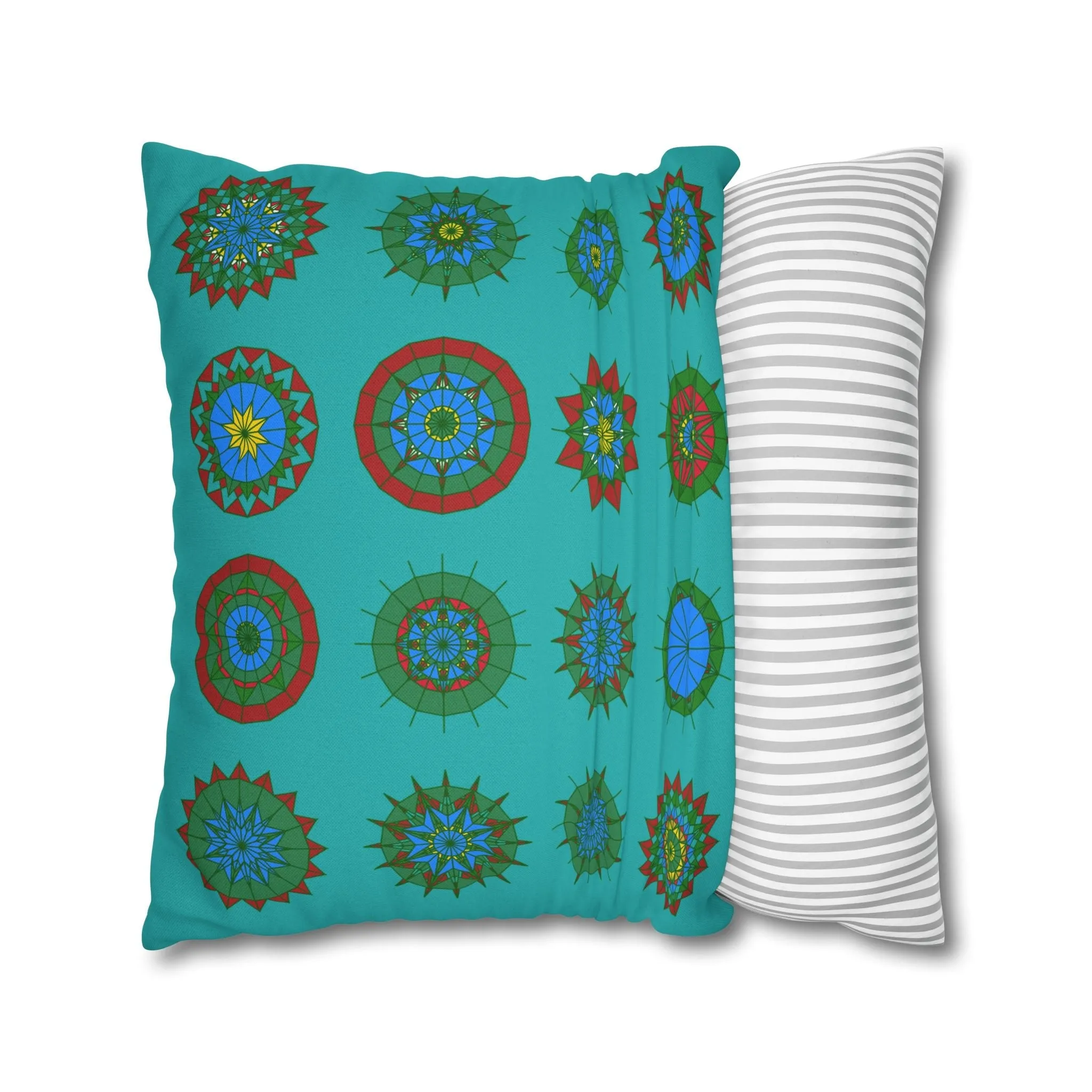 Handmade Mandala Design Pillowcase - Original Fine Art - Light Sea Green